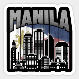 Manila NCR Skyline Vintage Philippines Flag Sticker